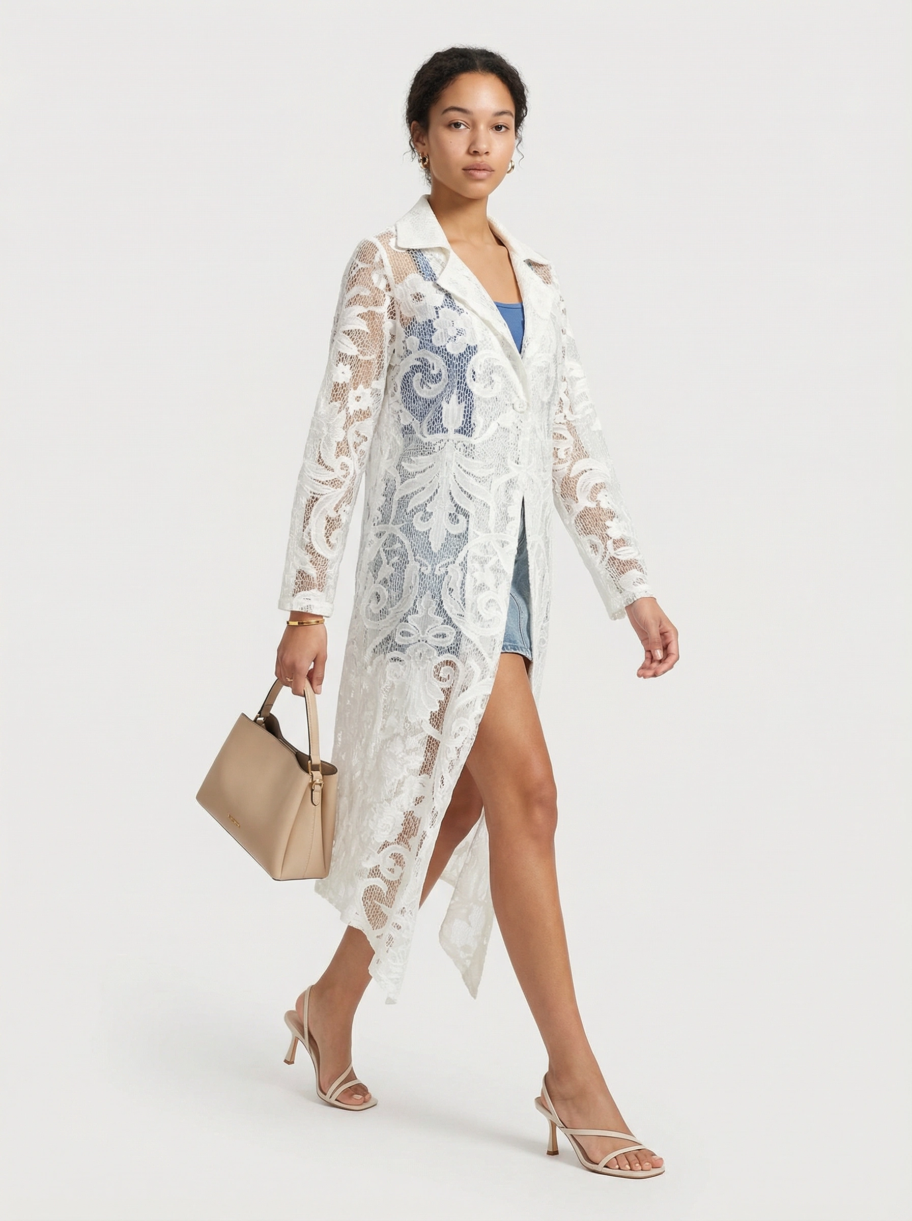 Little Bit Different Lace Trench Coat - Image 2