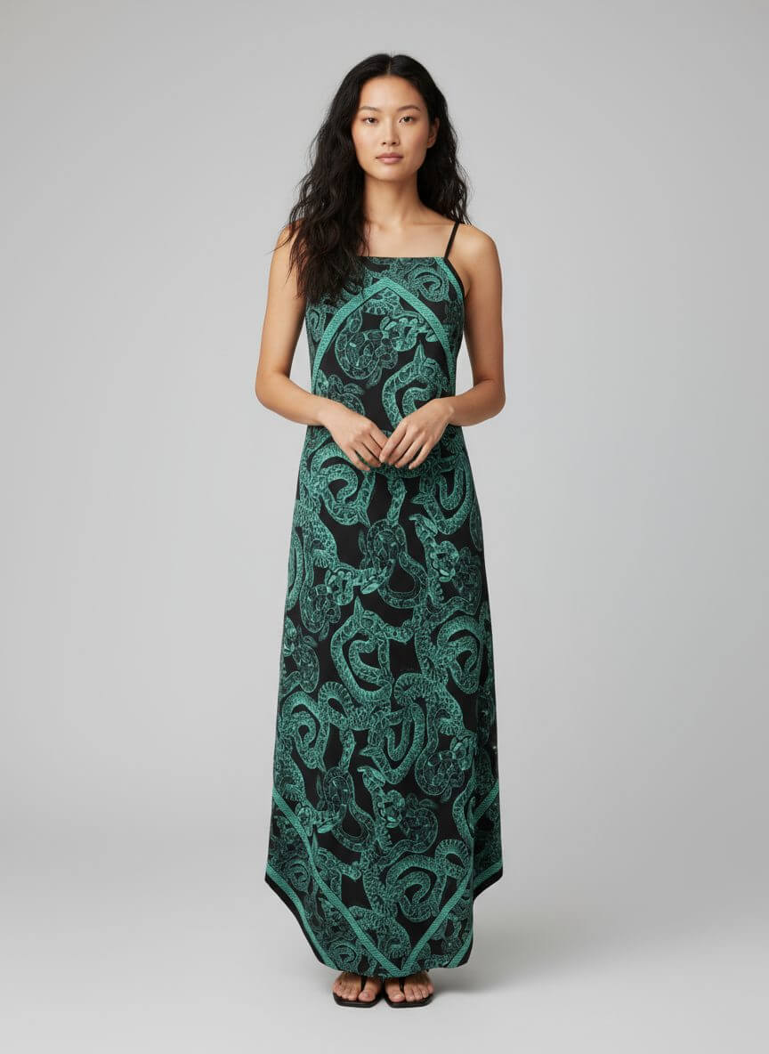 MONZLAPUR Animal Print Green Evening Dress - Image 2