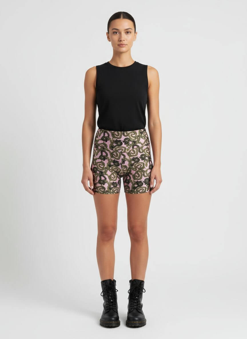MONZLAPUR SS23 - Snake Biker Shorts - Pink - Image 3