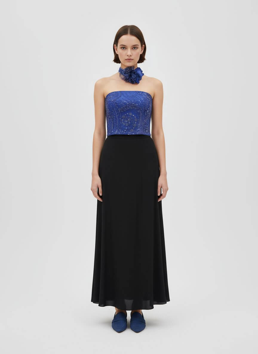 2madison Avenue Signature Navy Bustier Top With Necklace Set - Image 2