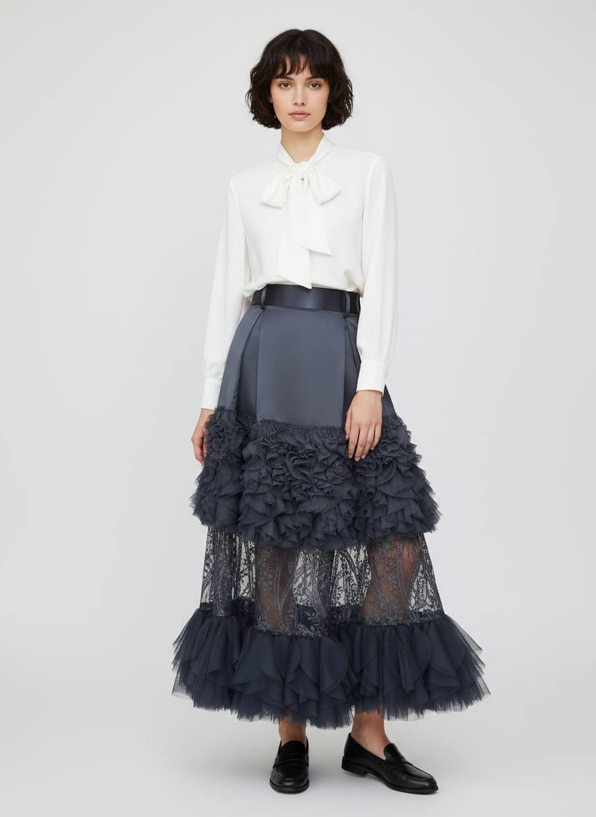 2madison Avenue Signature Black Jennifer Long Ball Tulle Lace Skirt - Image 2