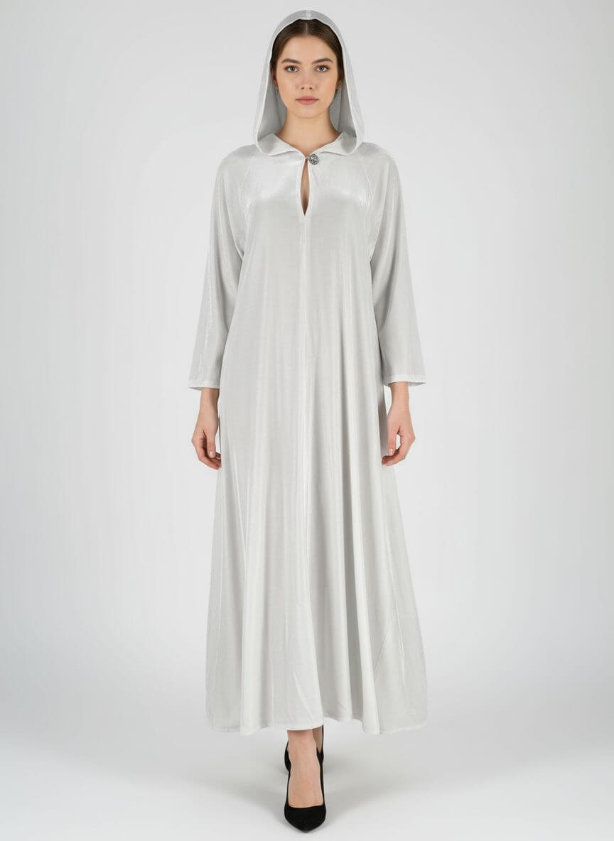 BettyVonChic Glitterati Hooded Gown in White Shimmer - Image 2