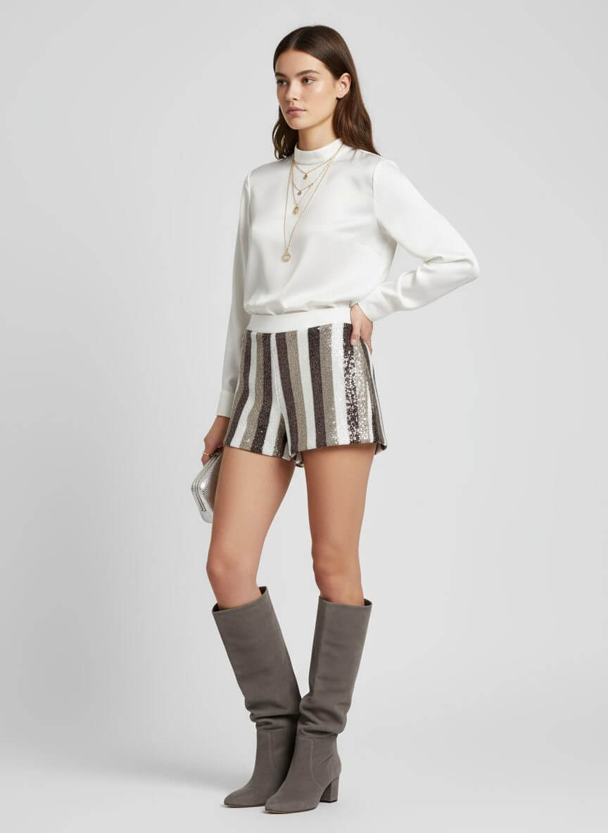MundoE&E Bronze Sequins Short And Mini Shorts - Image 2