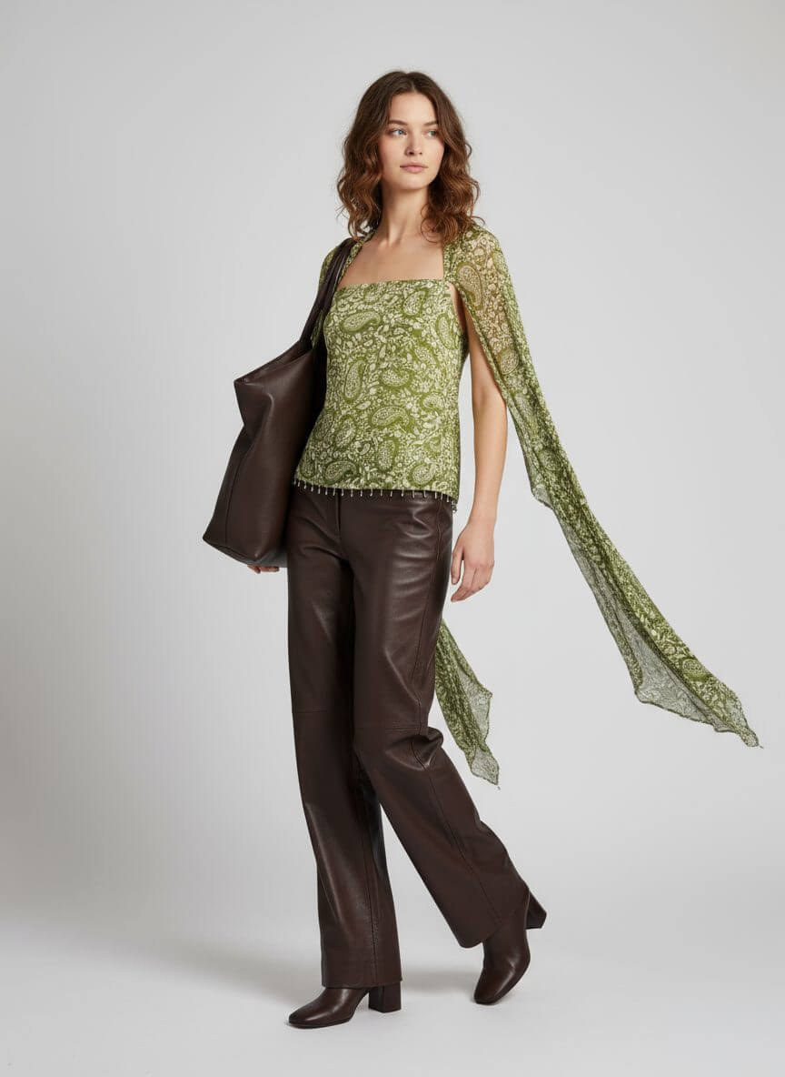 Silai The Label Green Floral Print Strapless Top - Image 2