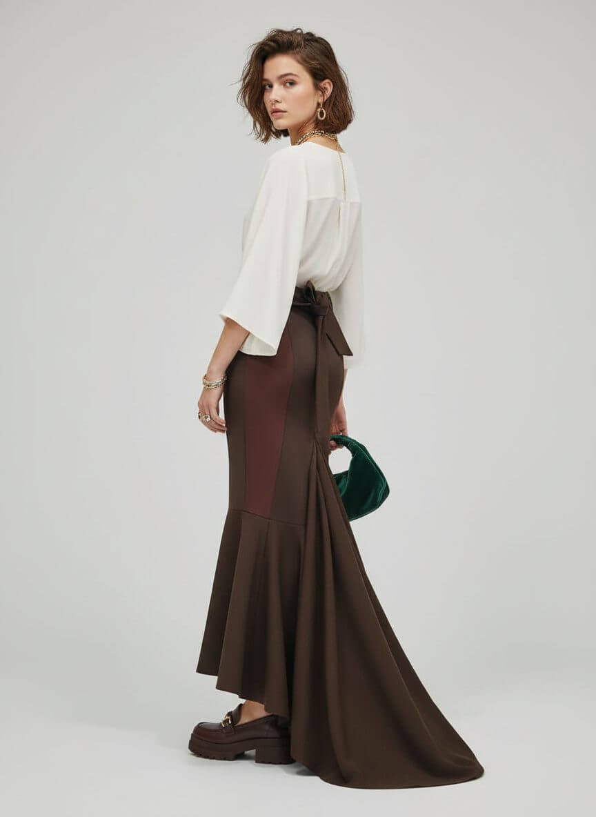 2madison Avenue Bonita Mermaid Long Skirt Brown - Image 2