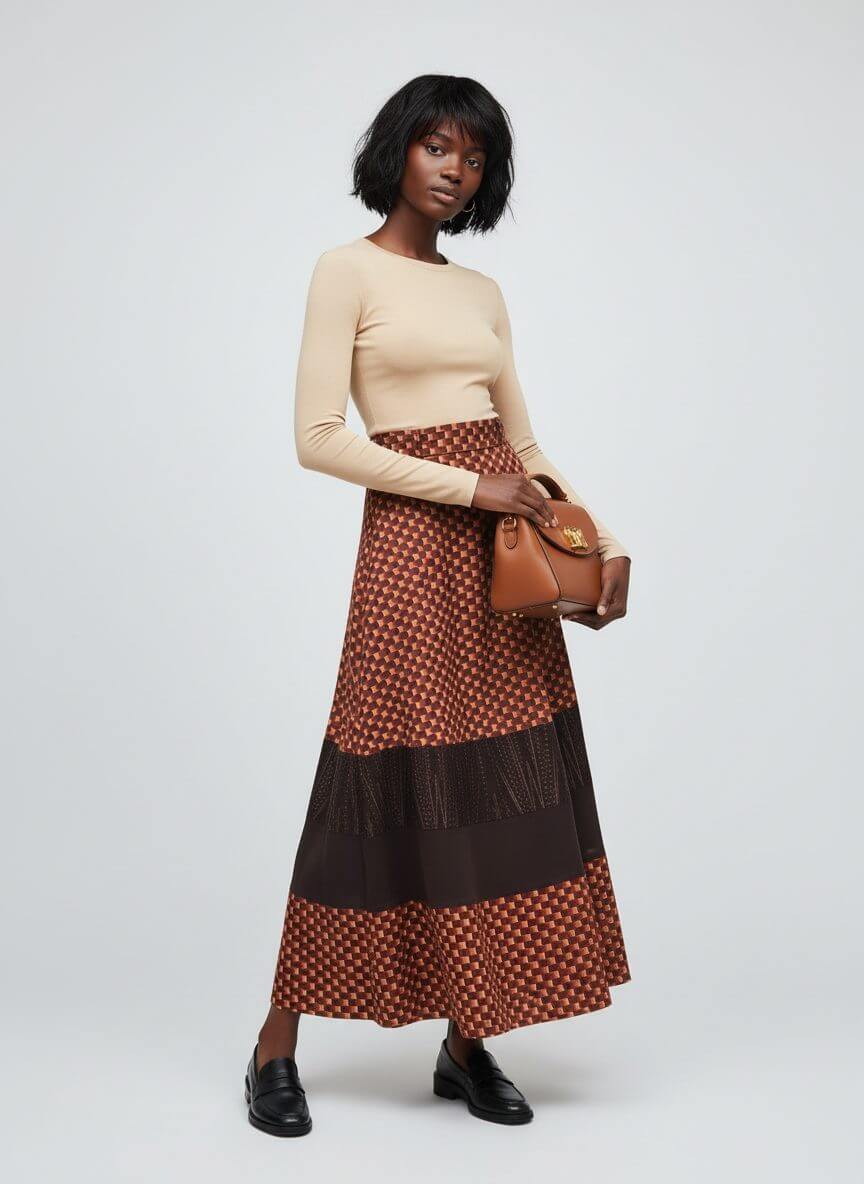 2madison Avenue BonitaGo Brown Jennifer Long Brown Skirt - Image 2