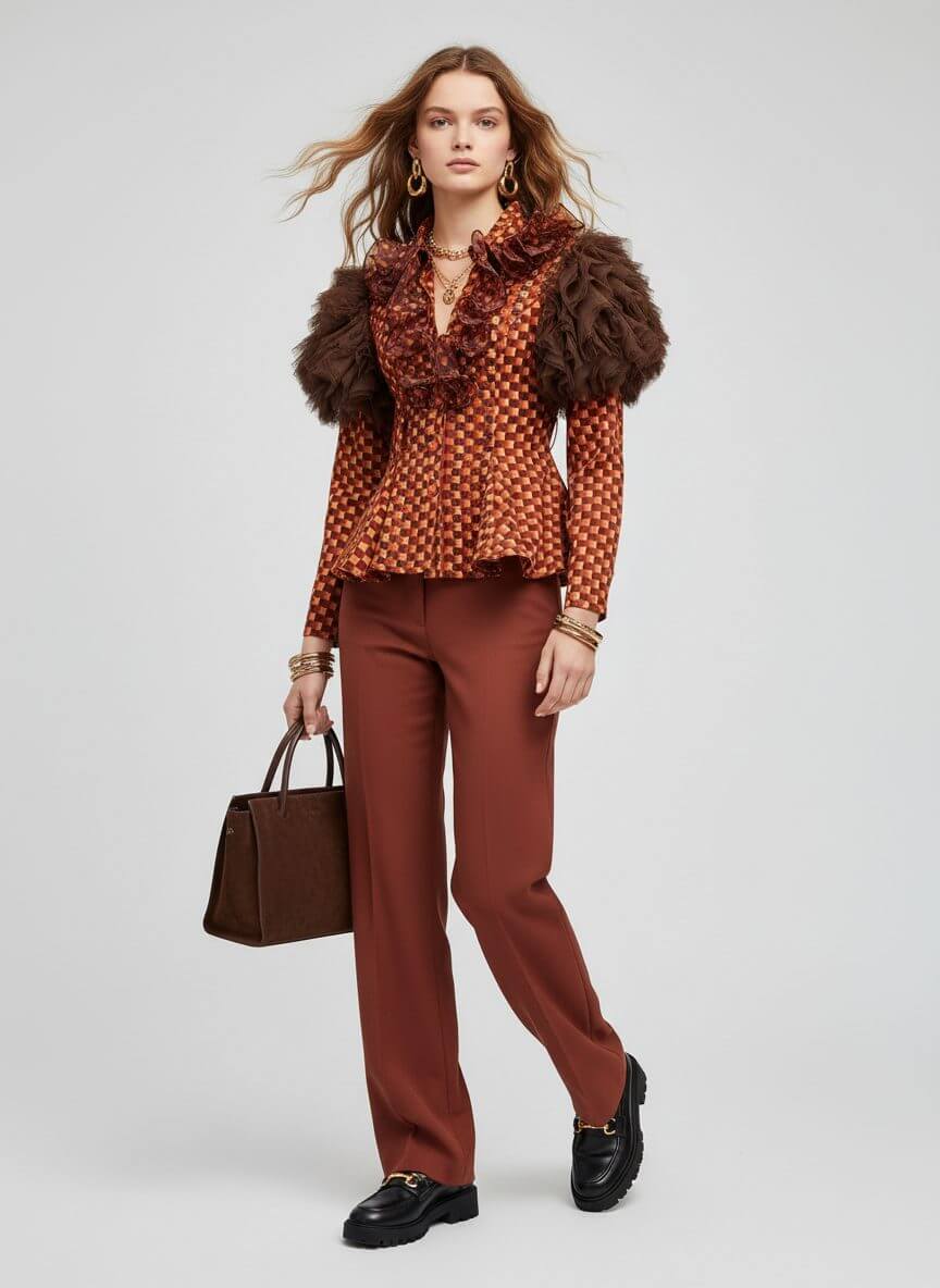 2madison Avenue BonitaGo Brown New Miranda Glam Tulle Top - Image 2